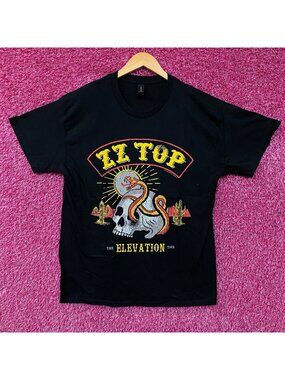 ZZ Top Elevation Tour Rock Band Snake & Skull Graphic T-Shirt Large